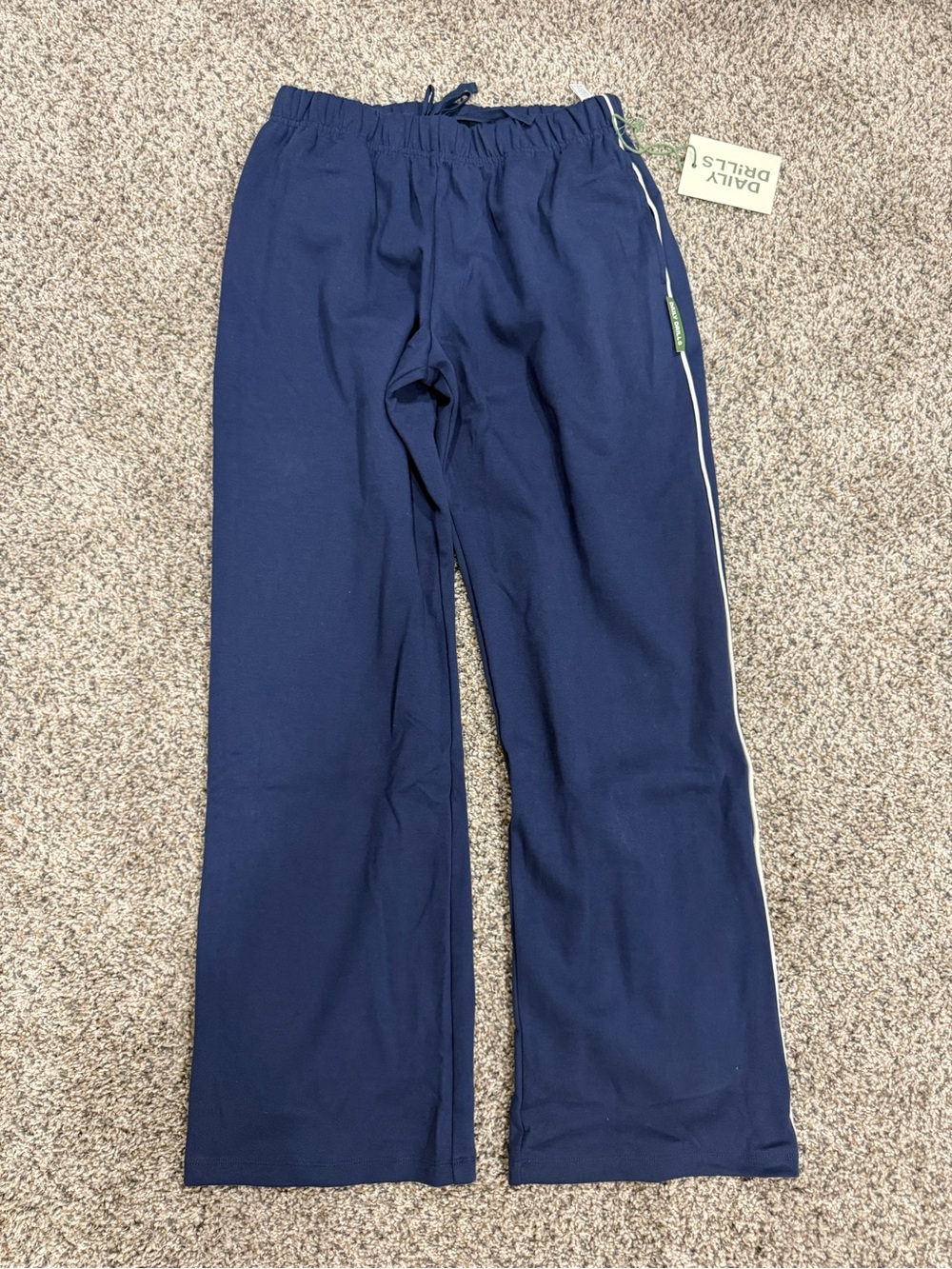 Daily Drills Navy and Sage Track Pants with Side Stripe XS/S